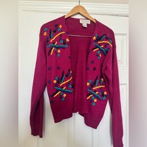 Vintage Petite Sophisticate Pink Sweater Cardigan Sz Small